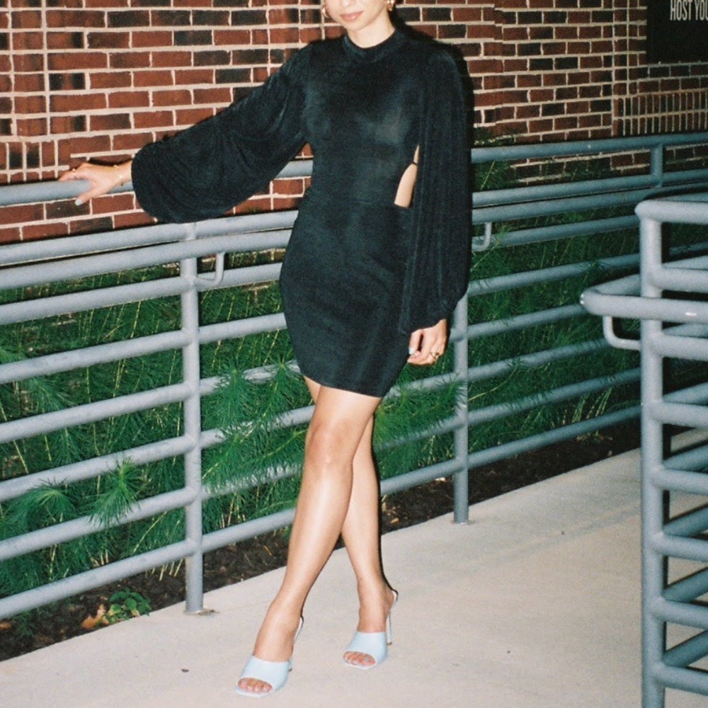 Tie Back Black Mini Dress